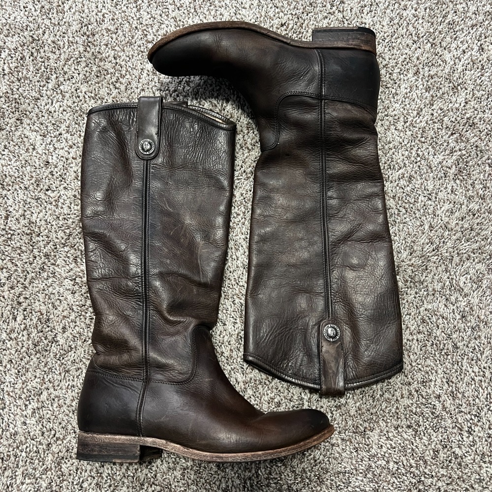 FRYE 4001 Riding Boots Women's SIZE 6.5 D Tall Slip On Brown Leather